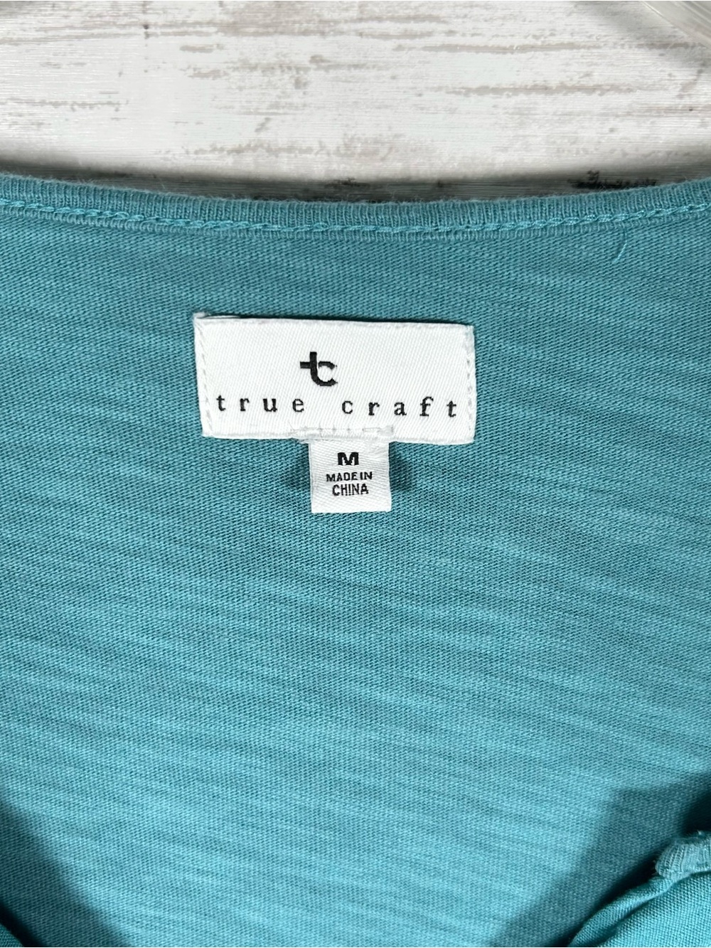 True Craft Smocked Babydoll Top Teal Snap Front Medium - Picture 6 of 7